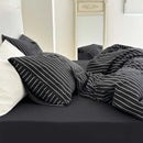 100% Cotton Black Stripe Duvet Cover Set in Various Sizes by GobekUsa