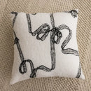Black & white striped knitted crochet cushion cover living room by Decorbites