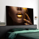 GobekUsa Black Women with Golden Lips Oil Paintings