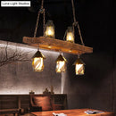 GobekUsa Black Wood Lantern Island Ceiling Light with 5 Lights, Clear Glass Shade - Ideal for Restaurants and Warehouses