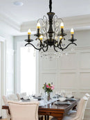 GobekUsa Black Wrought Iron Crystal Chandelier for Living & Dining Room - Elegance meets Style
