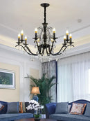 GobekUsa Black Wrought Iron Crystal Chandelier for Living & Dining Room - Elegance meets Style