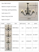 GobekUsa Black Wrought Iron Crystal Chandelier for Living & Dining Room - Elegance meets Style