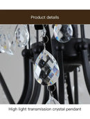 GobekUsa Black Wrought Iron Crystal Chandelier for Living & Dining Room - Elegance meets Style