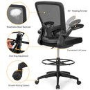 Height Adjustable Drafting Chair with Flip Up Arms-Black