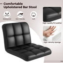 Set of 2 Square Swivel Adjustable PU Leather Bar Stools with Back and Footrest-Black