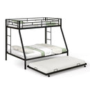 Twin Over Full Bunk Bed Frame with Trundle for Guest Room by LJGDeals