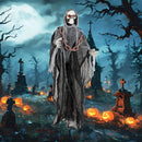6.4 Feet Halloween Standing Grim Reaper with Lighted Eyes and Terrifying Sounds by LJGDeals