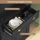 Cupboard Freestanding Kitchen Cabinet w/ Adjustable Shelves-Black