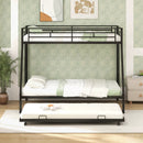 Twin Over Full Bunk Bed Frame with Trundle for Guest Room by LJGDeals