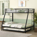 Twin Over Full Bunk Bed Frame with Trundle for Guest Room by LJGDeals