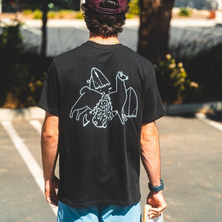 Surfing Llama Black Tee - Organic Cotton, photo 6 of 9