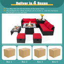 9 Pieces Outdoor Wicker Sectional with 35 Inch Gas Fire Pit Table by LJGDeals