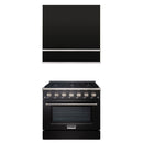 Akicon 36" Stainless Steel Range Hood with 600 CFM Insert & 6-Burner Gas Range Combo – Powerful Ventilation, Convection Oven, Multiple Finishes