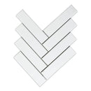 Blanc Matte Herringbone Ceramic Mosaics 10x13