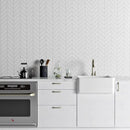 Blanco Real Glossy Chevron Ceramic Tiles 2x6