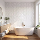 Blanco Real Glossy Chevron Ceramic Tiles 2x6