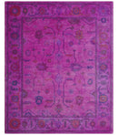 Bloom Overdyed Traditional Oushak Pink And Blue Hand Tufted Wool Rug