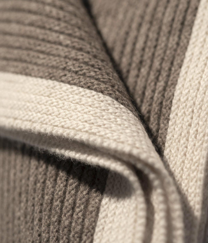 Platinum and White Ribbed Knit Yak Down Throw, photo 4 of 5