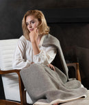Platinum and White Ribbed Knit Yak Down Throw