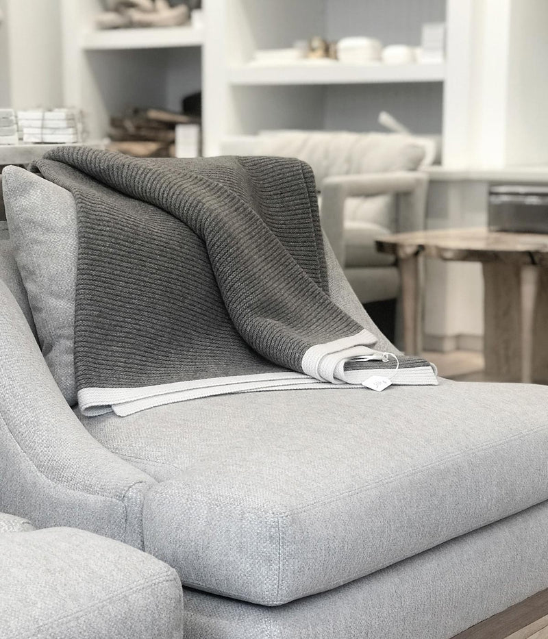 Platinum and White Ribbed Knit Yak Down Throw, photo 5 of 5