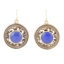 Blue Agate and Golden Detail Drop Earrings