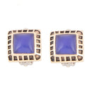 Blue Agate Golden Clip Earrings