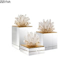 GobekUsa Agate Stone Crystal Sculpture Gold-plated Marble Ornament for Living Room Desk