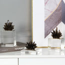 GobekUsa Agate Stone Crystal Sculpture Gold-plated Marble Ornament for Living Room Desk