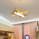 GobekUsa LED Wood Ceiling Light for Kids Room - Yellow/Blue Minimalist Design
