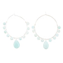 Blue Amazonite and Sterling Silver Beaded Hoop Earrings