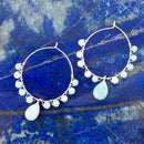 Blue Amazonite and Sterling Silver Beaded Hoop Earrings