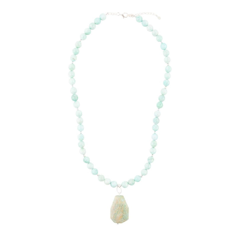 Blue Amazonite Sterling Silver Pendant Necklace
