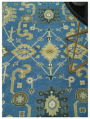 Blue and Beige 6x9 Hand Knotted Traditional Oushak wool area rug by The Rug Decor