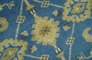 Blue and Beige 6x9 Hand Knotted Traditional Oushak wool area rug by The Rug Decor
