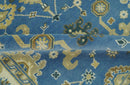 Blue and Beige 6x9 Hand Knotted Traditional Oushak wool area rug by The Rug Decor