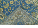 Blue and Beige 6x9 Hand Knotted Traditional Oushak wool area rug by The Rug Decor