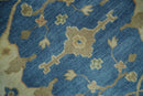 Blue and Beige Hand Knotted Traditional Oriental Oushak 8x10 wool Area Rug by The Rug Decor