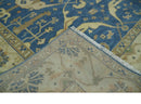 Blue and Beige Hand Knotted Traditional Oriental Oushak 8x10 wool Area Rug by The Rug Decor