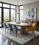Blue and Beige Hand Knotted 100 Percent Wool Area Rug with Traditional Oushak Design
