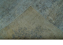 Blue And Beige Modern Abstract Design Hand Knotted 8x10 Bamboo Silk Area Rug