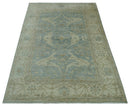 Blue And Beige Traditional Oushak Design Hand Knotted 6x9 wool area rug