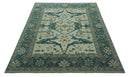 Blue And Beige Traditional Oushak Hand Knotted Custom Made wool rug