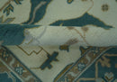 Blue And Beige Traditional Oushak Hand Knotted Custom Made wool rug