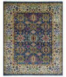 Blue and Beige Traditional Turkish Design Wool Hand Knotted Multi Sizes Area Rug by The Rug Decor