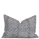 Aster Floral Block Printed Pillow Cover | Blue, Brown | Lumbar by Apartment No.3