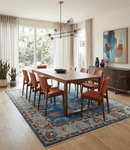 Blue Rust Aqua Oushak Wool Area Rug - Hand Knotted Floral 5x8