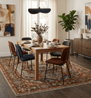 Blue and Brown Wool Area Rug Hand Knotted Heriz Serapi Traditional Antique Style