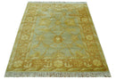 Blue And Brown Traditional Oushak Design 4x6 Hand Knotted Wool Area Rug