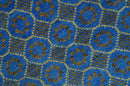 Blue and Charcoal geometrical honey comb design Hand knotted Wool Area Rug